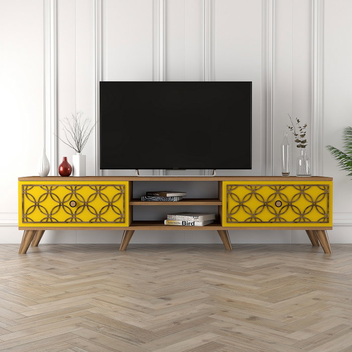 Hanah Home Soporte para TV Nogal y Amarillo Hanah Home Soporte para TV Nogal y Amarillo